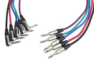 Guitar Lead Right Angle Jack to Straight Jack 3m or 6m - Choice of Colour